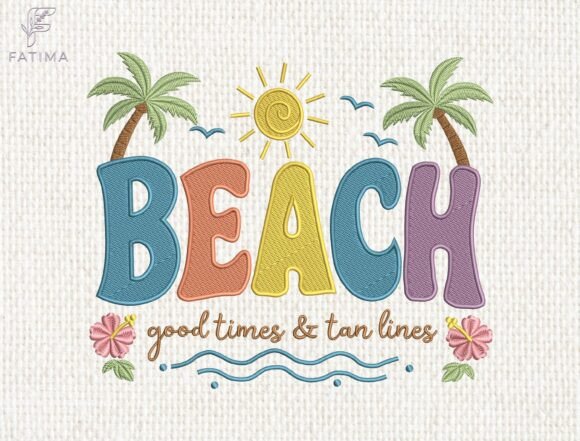 Download Beach Summer Embroidery Design - Embroidery design Collection