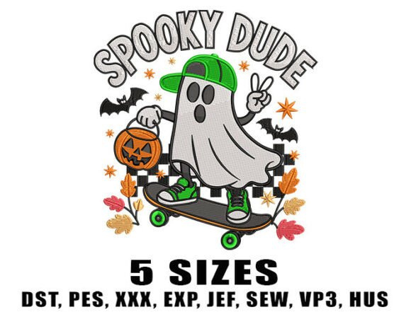 Download Boy Skateboard Ghost Embroidery Design - Premium Resources