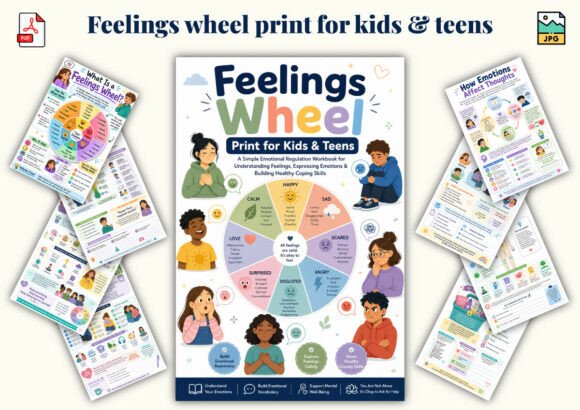 Download Feelings Wheel Print for Kids &amp; Teens - Premium Resources