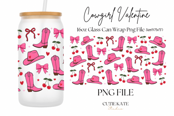 Download Pink Cowgirl Valentine Glass Wrap PNG - Cowgirl valentine Collection