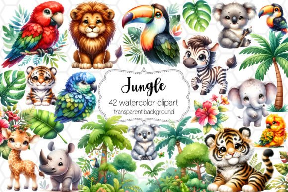 Download 42 Jungle Animal Cliparts Bundle - Jungle animal Collection