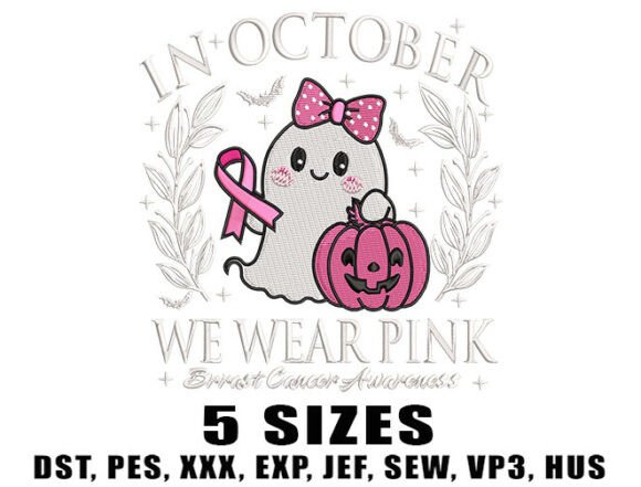 Download Ghost Cancer Ribbon Embroidery Design - Embroidery design Collection